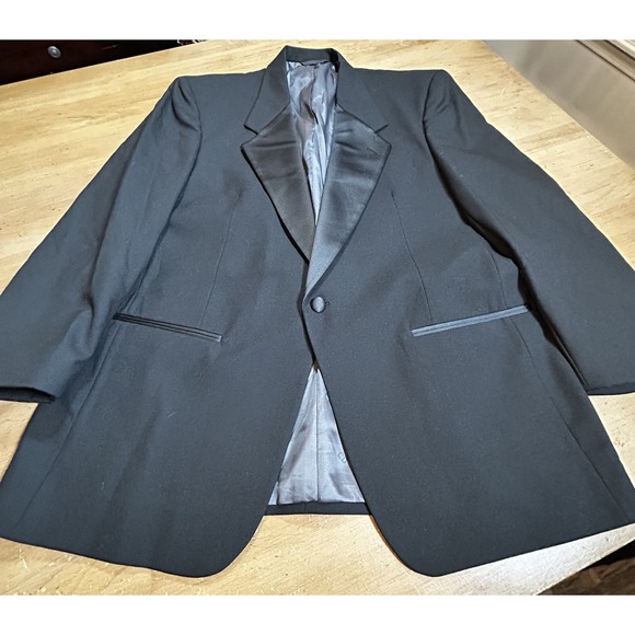 Christian Dior Tuxedo Jacket Men 43R Black Wool Le Connaisseur Prom Wedding USA - Picture 1 of 11